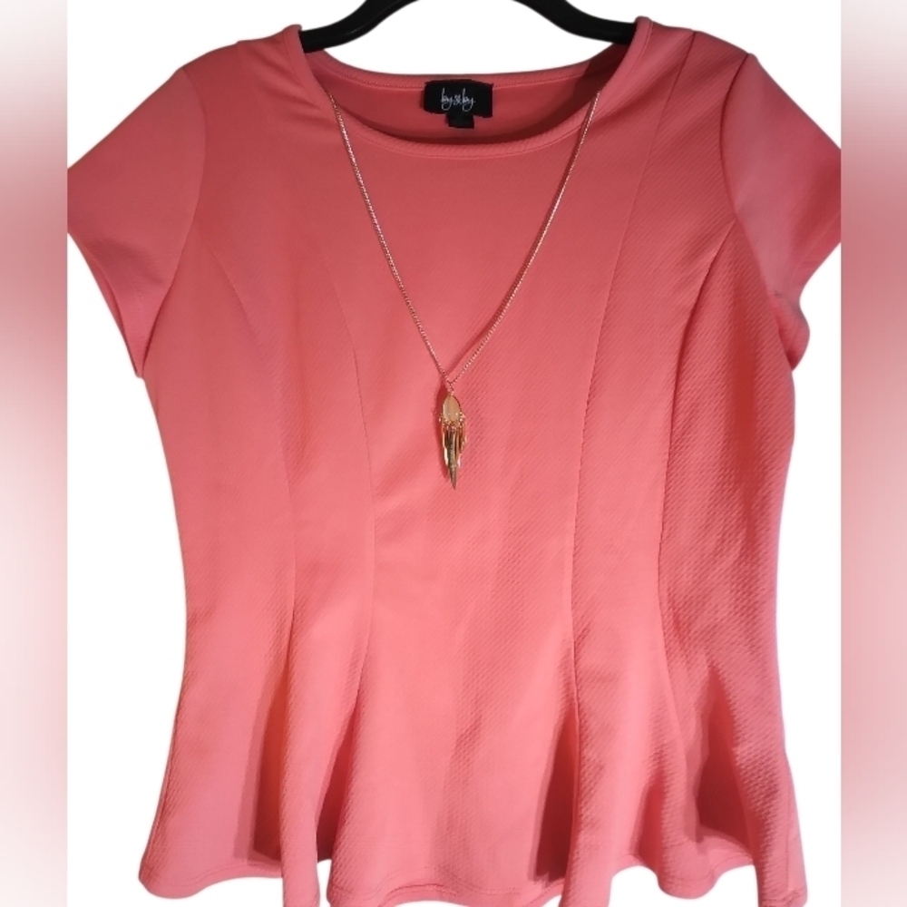 By & By Coral Women's Blouse With Removable Necklace Size XL Formal Office Trip